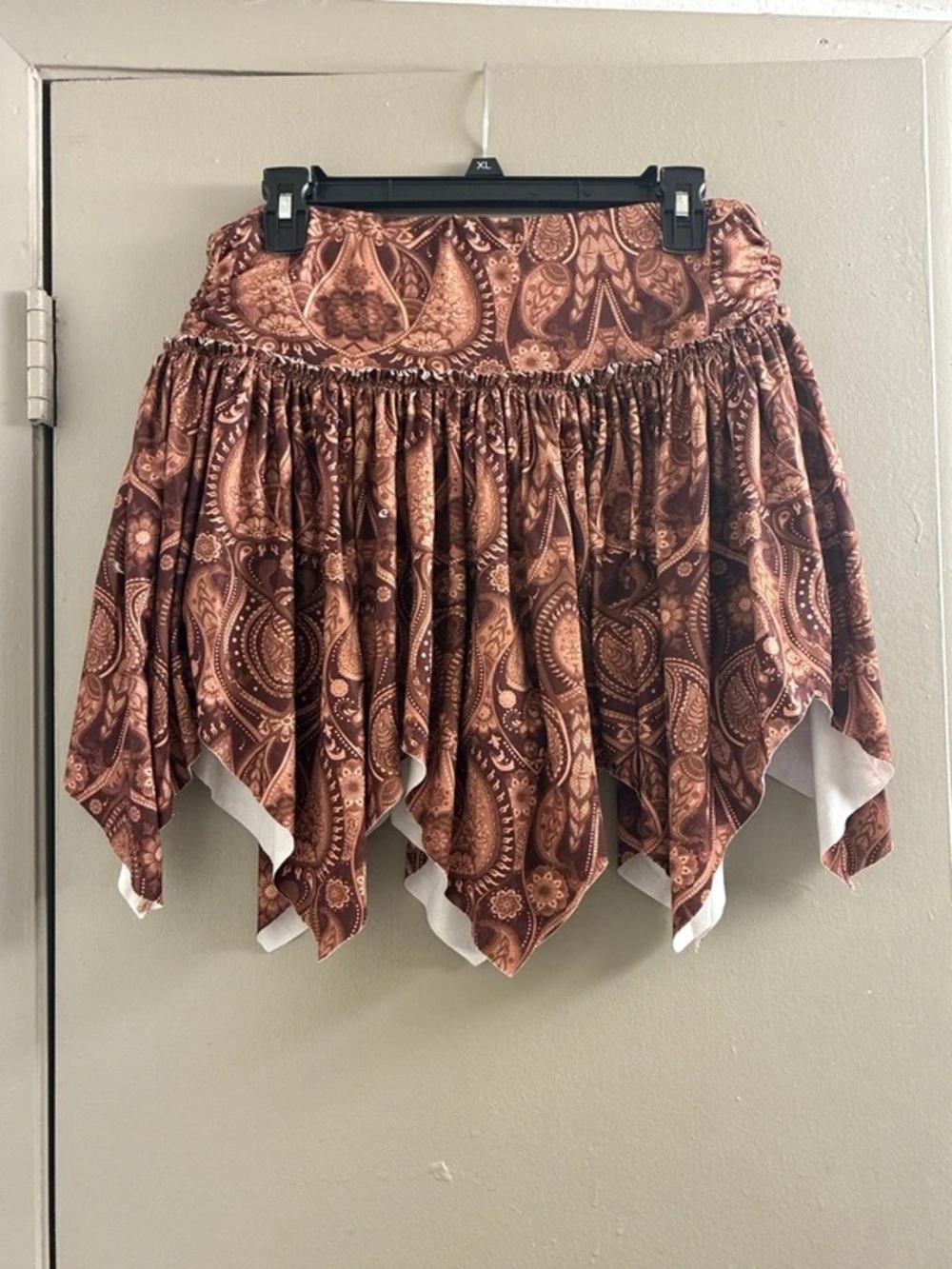 Boho Handkerchief Hem Skirt - Brown Paisley